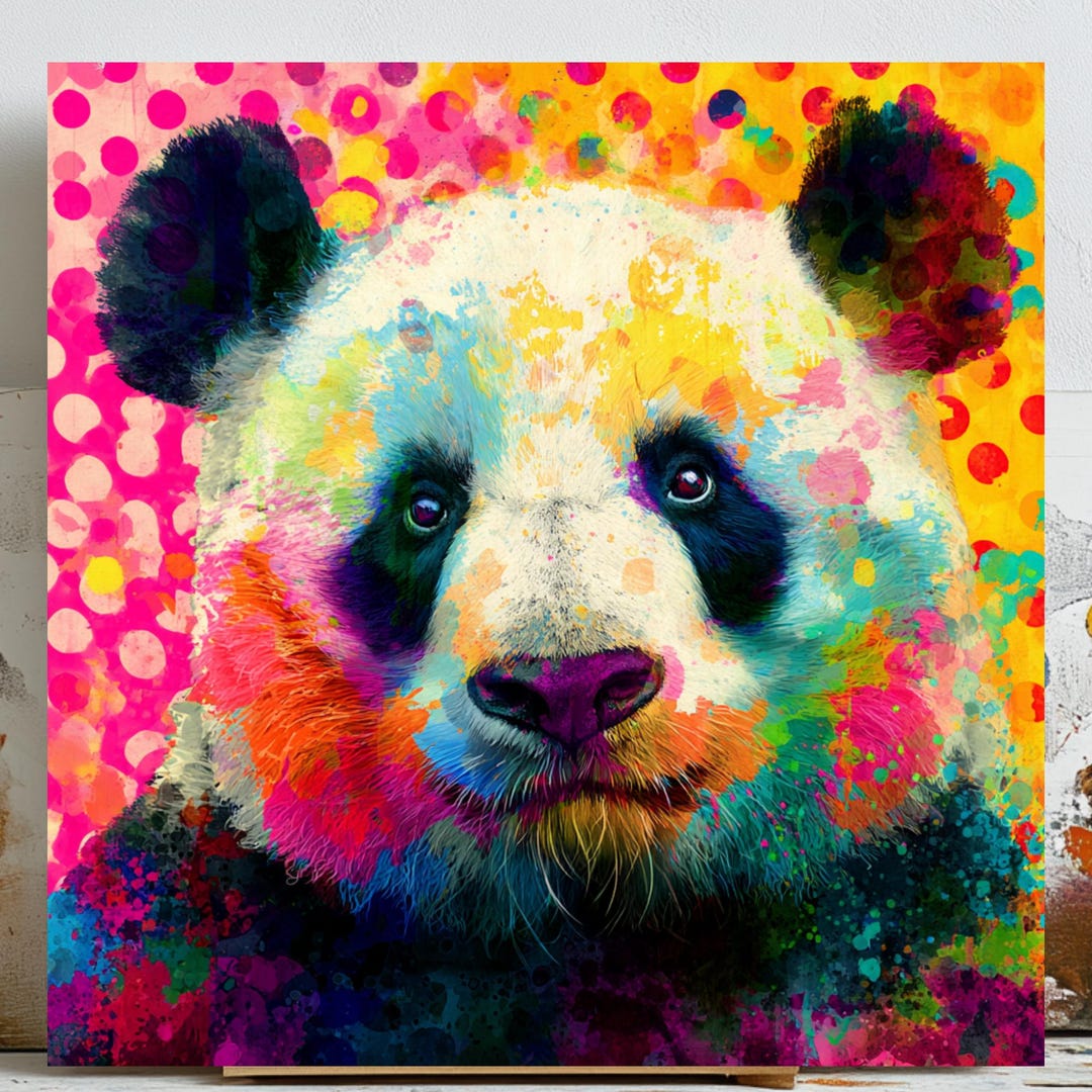Panda Wall Art, Canvas or Poster, Pop Art Animal Decor, Vibrant ...