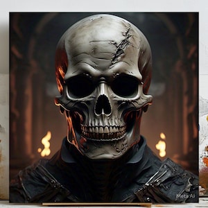 Arte de pared de calavera gótica, impresión de calavera ardiente, decoración gótica oscura, póster de calavera en llamas, arte de pared de terror, decoración de Halloween, regalo para amantes del gótico
