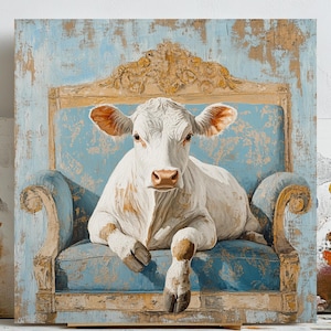 Cow Wall Art, Farmhouse Decor, Animal Print, Rustic Wall Art, Cattle Art, Home Decoration, Country Style, Gift Idea, Large Wall Art