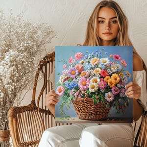 Floral Druck: Bunter Blumenkorb, Botanische Wandkunst Bild 5
