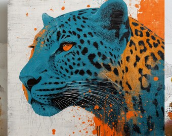 Arte murale con leopardi colorati, tela o poster, decorazioni con animali, decorazioni per il soggiorno, arte contemporanea, arte murale per la casa, arte astratta con leopardi