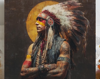 レッドインディアンポスター、先住民アート、ネイティブ