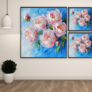 Peony Flower Wall Art, Canvas or Poster, Soft Pink Floral Painting ...