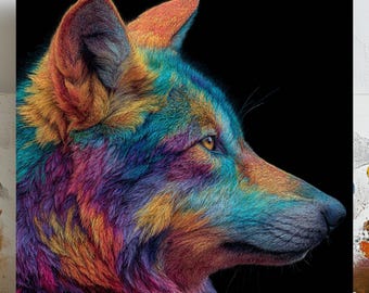 遠吠えするオオカミ - オオカミのキャンバスアート - 木製フレームの壁