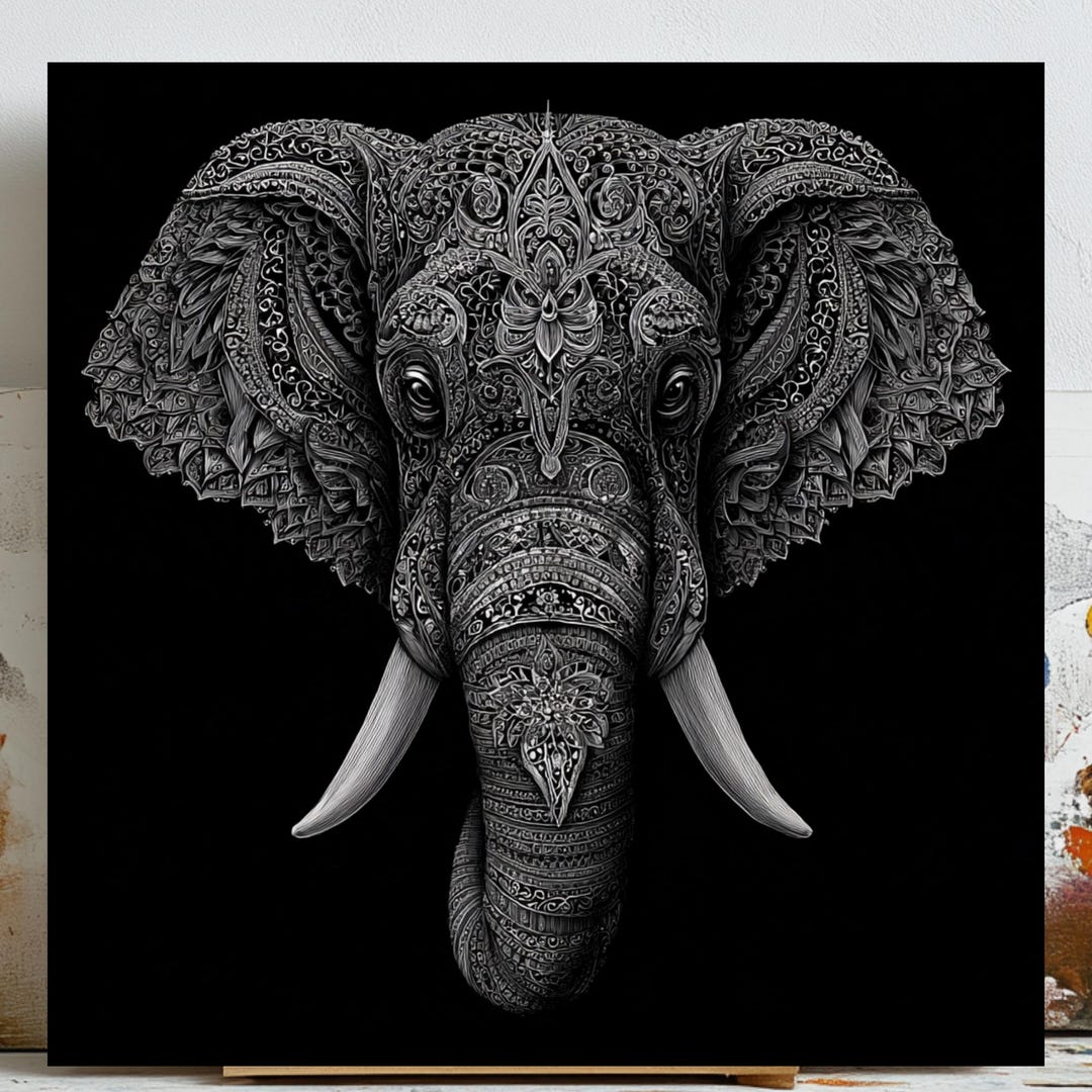 Mandala Elephant Wall Art, Canvas or Poster, Intricate Boho Decor ...