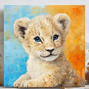 Baby Lion Wall Art, Lion Cub Print, Safari Nursery Decor, Jungle Animal Poster, Wildlife Baby Animal Art, Kids Room Wall Decor, Home Art