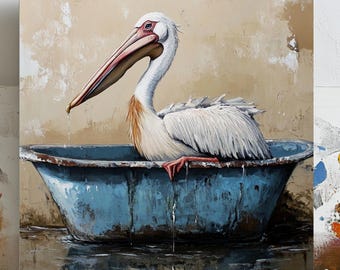 Pelican Wall Art, Canvas or Poster, Pelican Bathroom Decor, Coastal Wall Art, Bird Lover Gift, Watercolor Pelican Art, Wildlife Decor