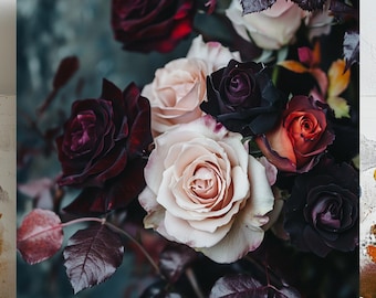 Dark Rose Wall Art, Canvas or Poster, Floral Wall Hanging, Romantic Wall Decor, Living Room Wall Art, Bedroom Wall Art, Elegant Flower Art