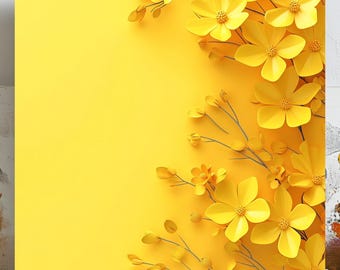 Gelbe Blumenwandkunst, Leinwand oder Poster, Wohnkultur, modernes Dekor, Blumendekor, Wohnzimmerdekor, gelbe Blumenwandbehang, Blumenkunst