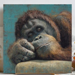 Funny Orangutan Art Print: Jungle Nursery, Bathroom Decor