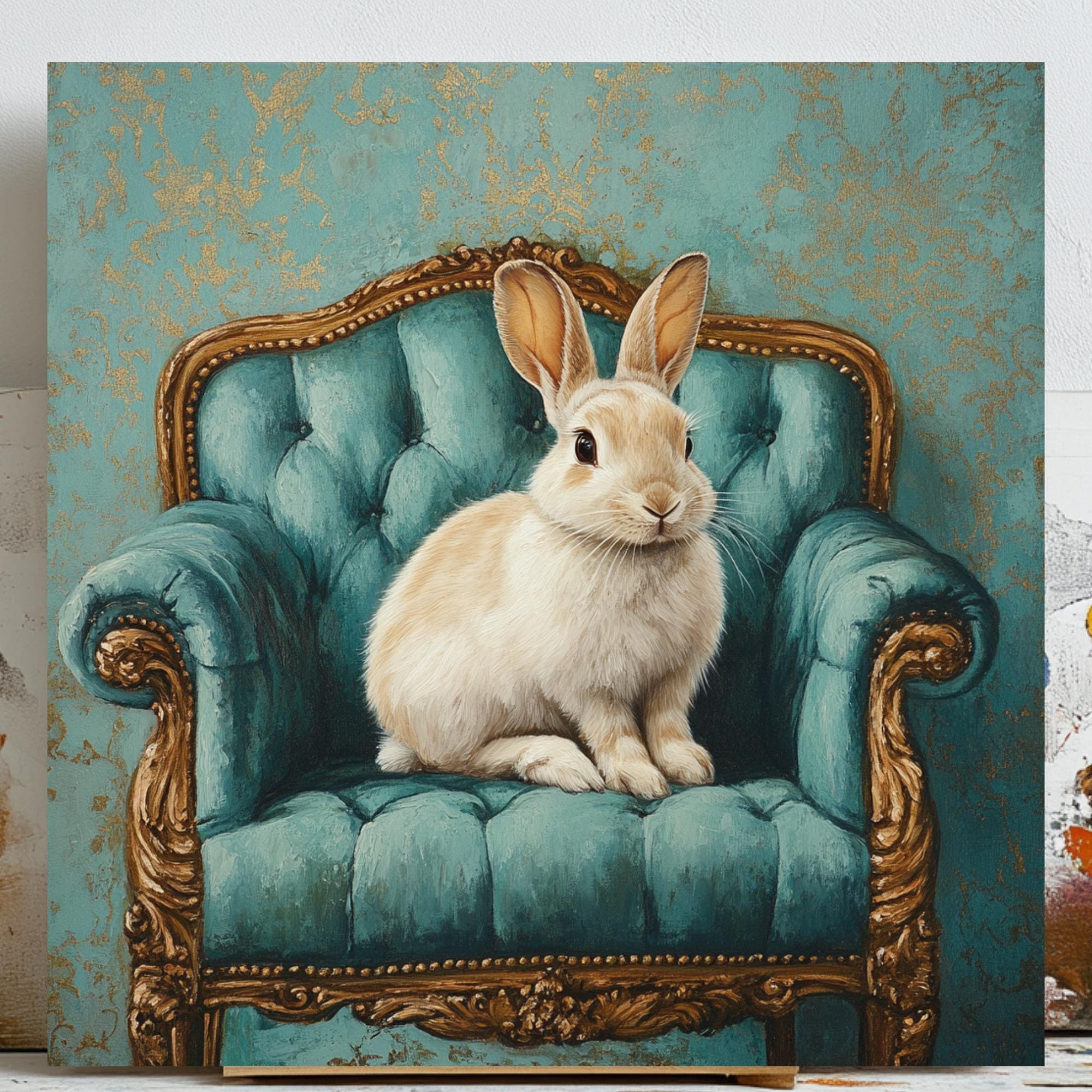 Regal Rabbit Wall Art, Canvas or Poster, Farmhouse Rustic Wall Decor ...