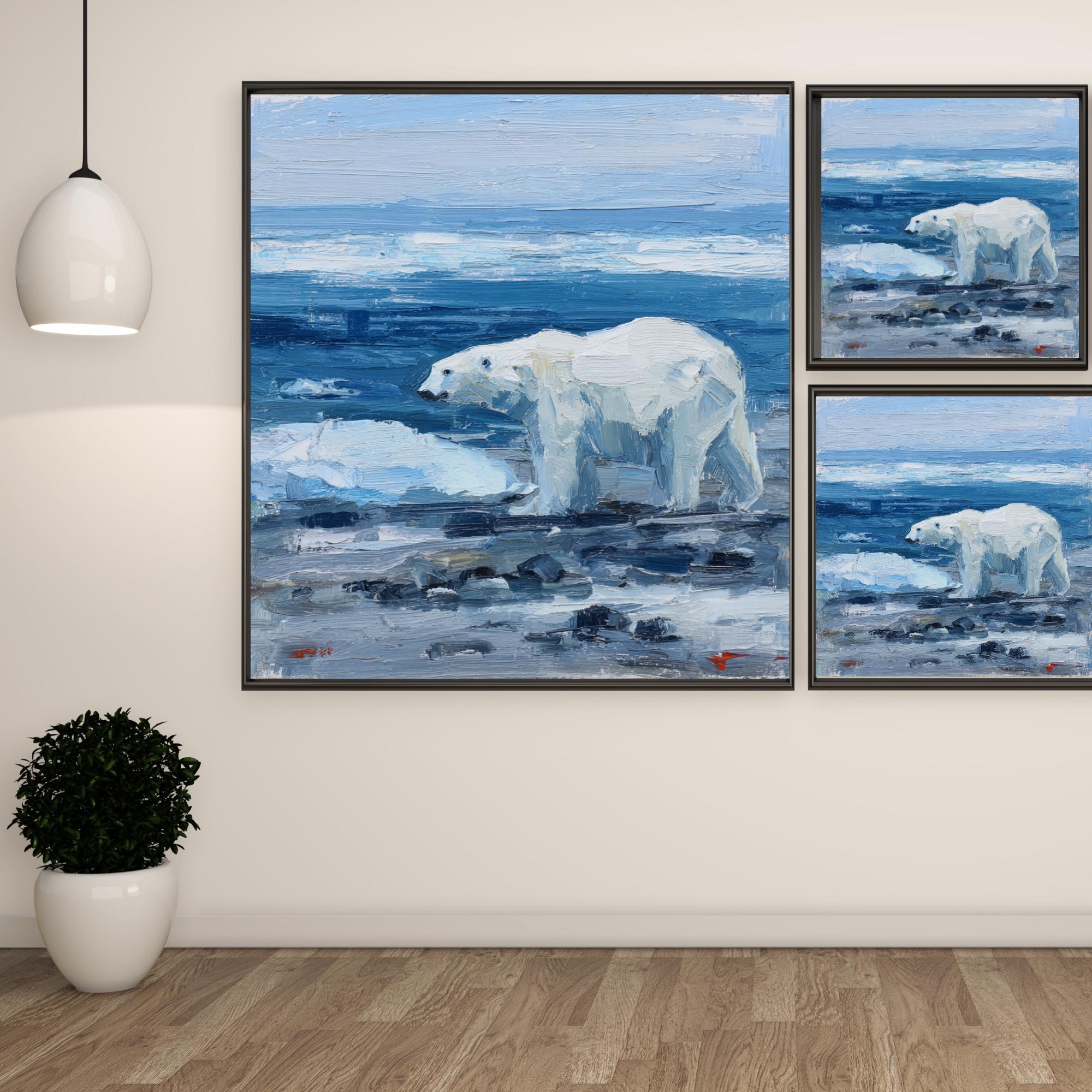 Polar Bear Art, Canvas or Poster, Modern Minimalist Decor, Living Room