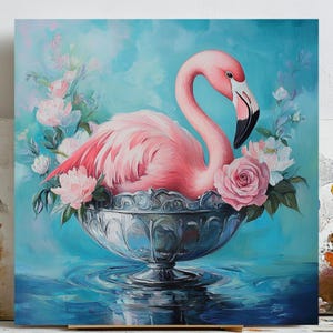 Pink Flamingo Print: Tropical Bird Wall Art, Bathroom & Nursery Decor