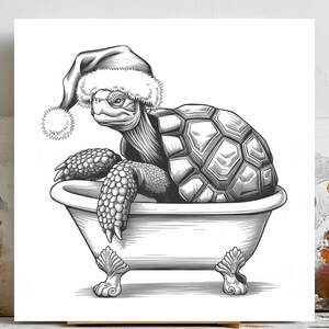 Turtle In Bathtub Wall Art, Bathroom Wall Art, Minimalist Wall Art, Turtle Print, Modern Wall Art, Digital Download, Beach House Decor