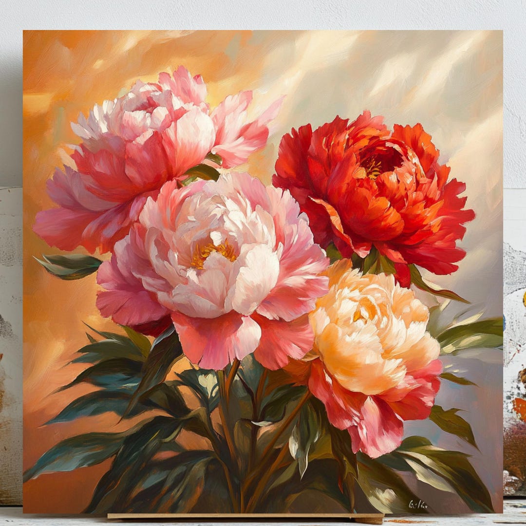 Peony Flower Wall Art, Poster or Canvas, Peony Print, Floral Home Decor ...
