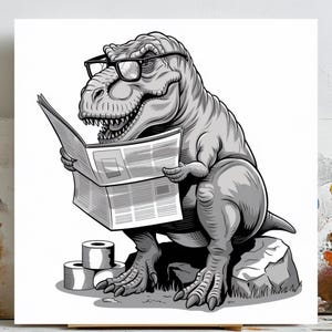 Dinosaur Wall Art, Funny Bathroom Decor, Kids Dinosaur Poster, Printable T-Rex Art, Digital Download, Nursery Wall Print, Dino Decor