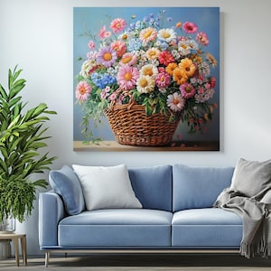 Floral Druck: Bunter Blumenkorb, Botanische Wandkunst Bild 4