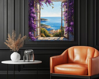 Leinwanddruck „Vollmond über Ozean“ – Moderne Wandkunst Für Wohnzimmer, Fertig Zum Aufhängen