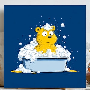 Bathtub Bear Art Print: Funny Bathroom Pop Art Decor