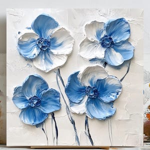 Blue Flower Wall Art, Floral Art Poster, Canvas Print, Home Decor, Botanical Art, Living Room Wall Decor, Digital Wall Art, Best Selling Art