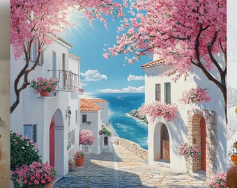 Mediterranean Coastal Wall Art, Canvas Or Poster, Living Room Decor, Bedroom Decor, Dining Room Art, Entryway Wall Hanging, Seaside Home Art