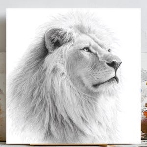 Lion Wall Art, Black and White Lion Canvas, Lion Poster, Animal Wall Art, Wildlife Print, Lion Painting,Canvas Print,Home Decor,Safari Decor