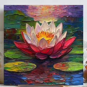 Lotus Flower Wall Art, Lotus Leinwanddruck, Zen Flower Poster, spirituelle Wanddekoration, Yoga Raum Kunst, Boho Lotus Kunstwerk, Blumenleinwand