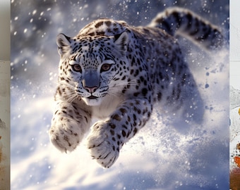 Snow Leopard Poster: Arctic Wildlife Print, Big Cat Wall Art