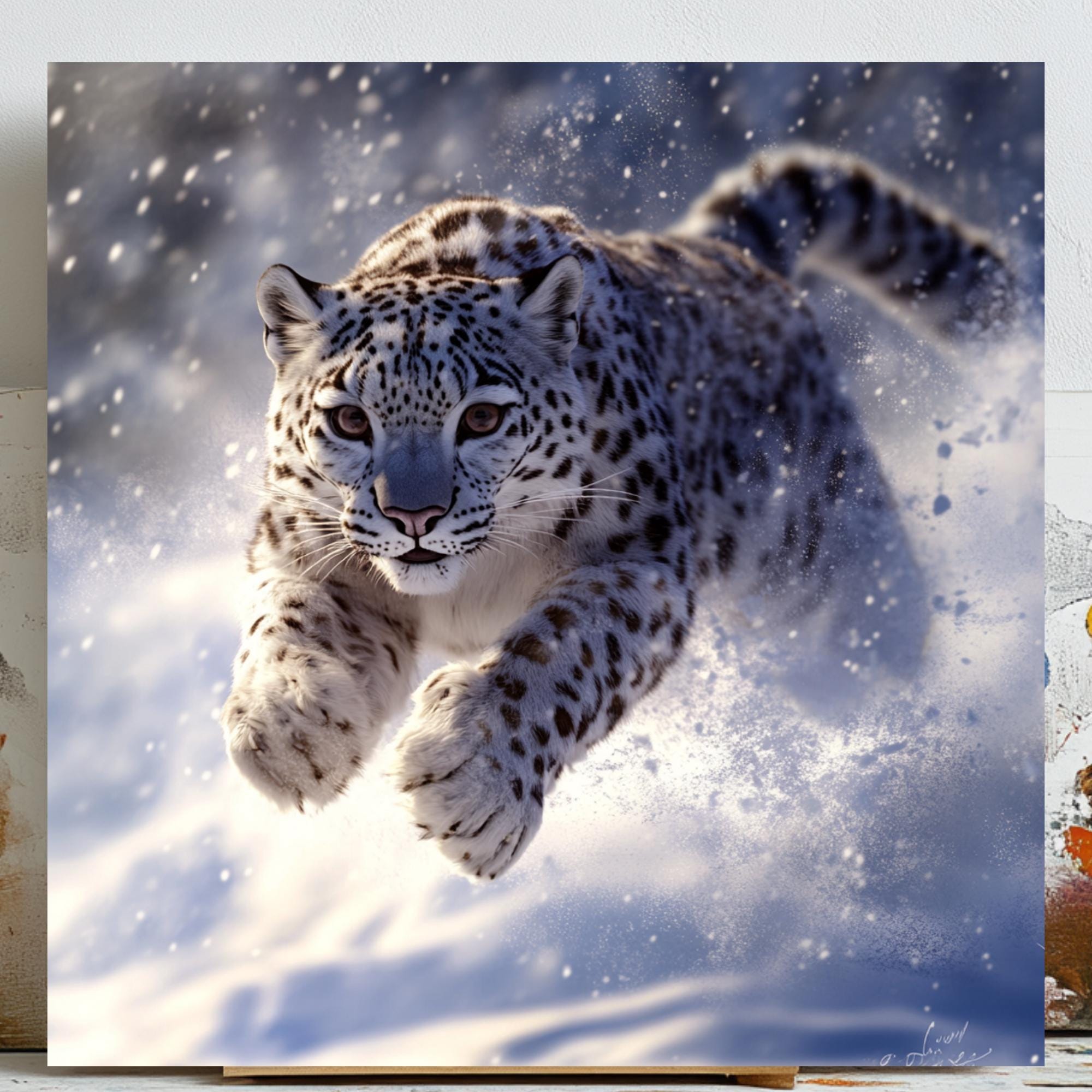 【SALE】ANIMALLS アートポスター（超大型A1サイズ）約84cm Snow Leopard Poster: Arctic Wildlife Print, Big Cat Wall Art - Etsy