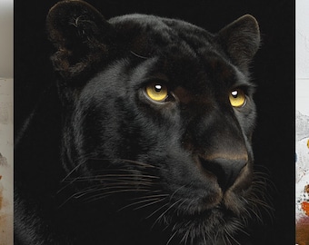 Väggkonst för Black Panther, Canvas eller Poster, Panterporträtt, Väggdekoration för djur, Dekor för djurliv, Vardagsrumsdekor, Skogsdjur
