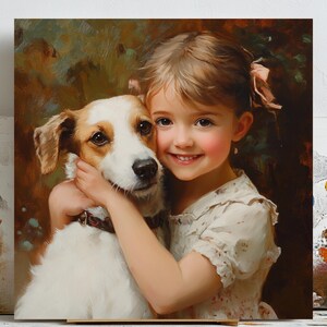 Dog Wall Art, Girl and Dog Art, Pet Poster, Animal Print, Dog Lover Gift, Cute Dog Art, Pet Decor,Dog Poster,Animal Wall Art,Kids Room Decor
