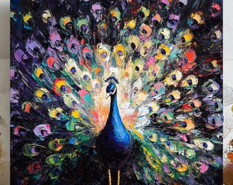 Colorful Peacock Wall Art, Canvas Or Poster, Vibrant Animal Artwork, Modern Wall Decor, Living Room Wall Art, Home Decor, Bedroom Wall Art