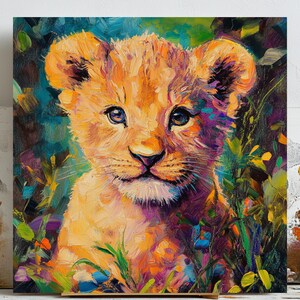 Baby Lion Wall Art, Safari Animal Print, Jungle Nursery Decor, Cute Lion Poster, Wildlife Baby Room Art, Animal Wall Print,Nursery Gift Idea