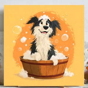 Dog In Tub, Bathroom Decor, Bathroom Wall Art, Dog Art, Dog Print, Funny Bathroom Print, Bathtub Art, Dog Lover Gift, Digital Wall Art