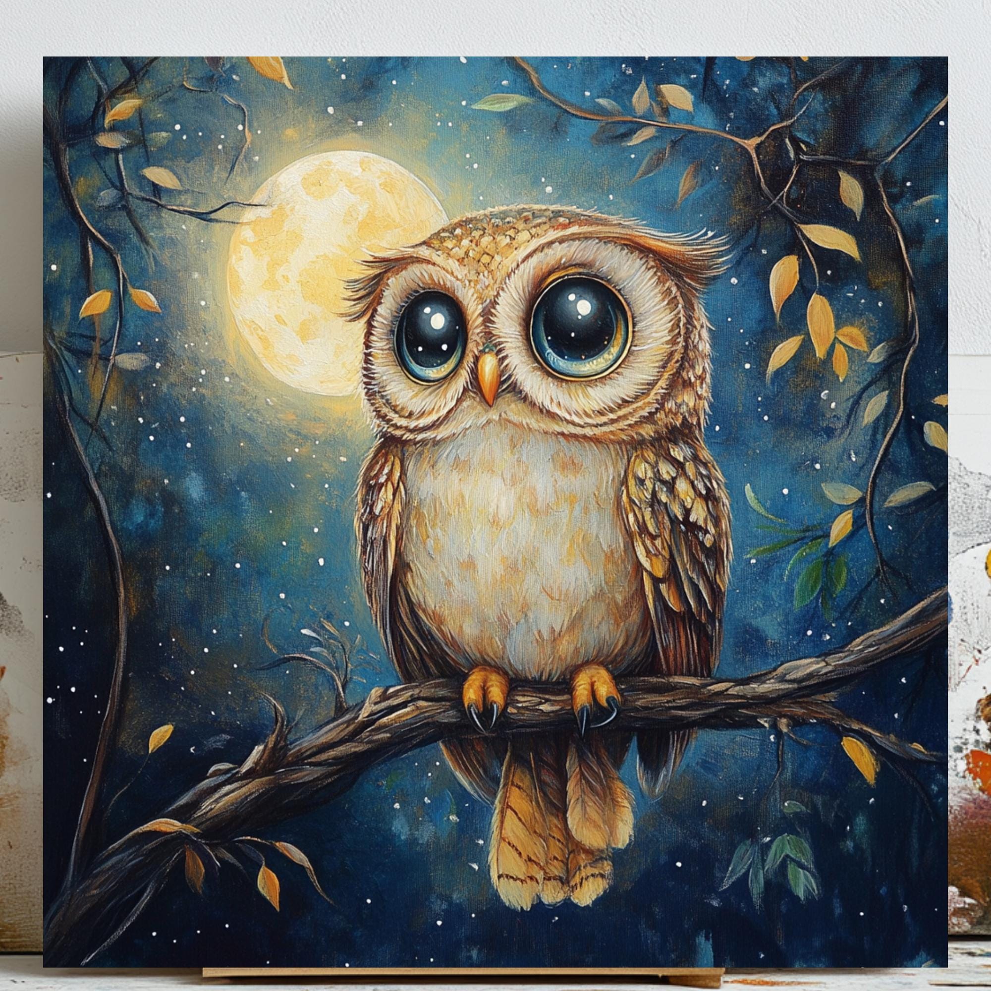 Owl Print: Boho Woodland Animal Poster, Rustic Forest Decor