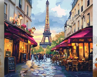 Eiffel Tower Wall Art, Poster or Canvas, Paris Decor, French Wall Decor, Romantic Wall Decor, Gift for Travelers, Living Room Art, Home Art