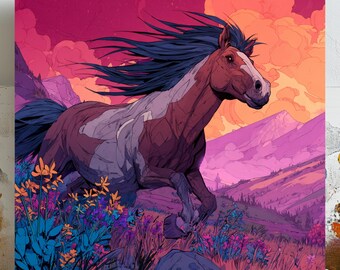 Horse Wall Art, Canvas Or Poster, Modern Wall Art, Contemporary Design, Bedroom Decor, Living Room Decor, Wild Horses Decor