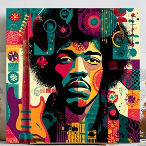 Jimi Hendrix Art, Jimi Hendrix Poster, Wandkunst, Musik Kunst, Berühmter Gitarrist, Pop Art, Hendrix Porträt, Rock&#39;n&#39;Roll Art, Wohnkultur