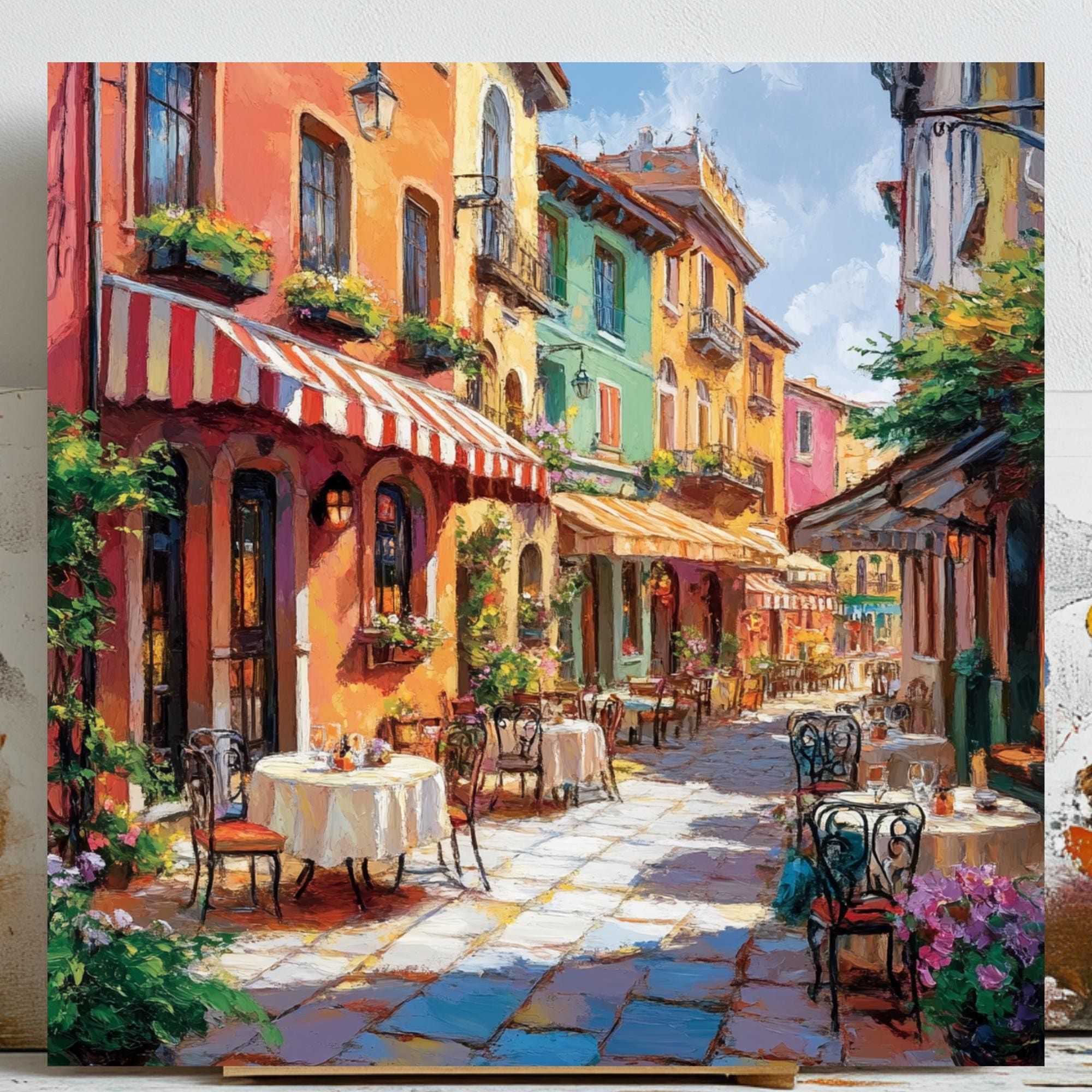 Cafe Scene Wall Art, Coffee Shop Artwork, Parisian Cafe Decor, Rustic Cafe Framed Art, Kitchen Wall Art, Street Scene Wall Art, Home Decor