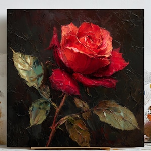 Red Rose Painting - Etsy