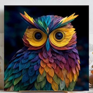Colorful Owl Wall Art, Owl Poster Printable, Vibrant Owl Painting, Woodland Decor, Animal Wall Art, Owl Nursery Print, Bird Gift For Kids