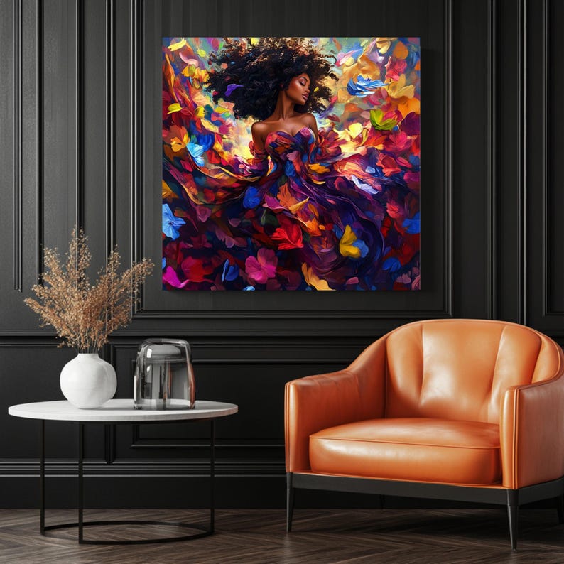 Black Woman Wall Art Print, Canvas or Poster, Black Girl Art, Living ...