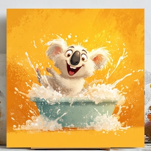 Koala In Bathtub Wall Art, Bathroom Wall Decor, Funny Bathroom Art, Koala Print, Nursery Wall Art, Digital Download, Australian Animals
