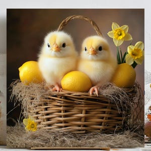 Chick Wall Art, Baby Chicks Print, Farm Animal Poster, Basket Chicken Decor, Nursery Wall Art, Farmhouse Kitchen Decor, Baby Shower Gift