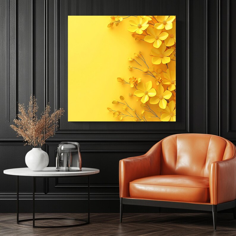 Yellow Floral Wall Art, Canvas or Poster, Home Decor, Modern Decor ...