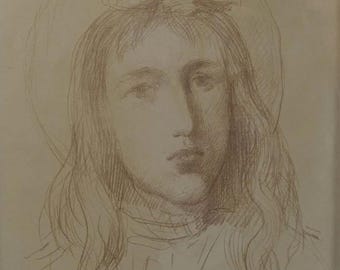 Tête de Jeune Fille, Chavannes, oryginalna litografia parafowana ołówkiem