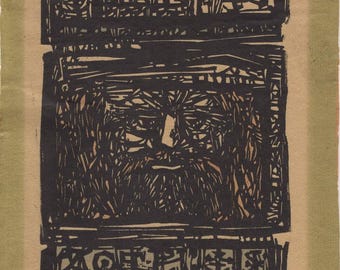 R. Charlie Lyons Kolorowany ręcznie drzeworyt ~ Druid nr 13~ Limitowana edycja, sygnowana