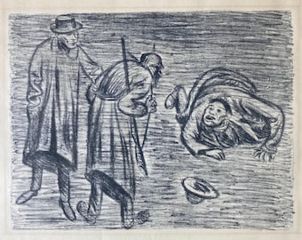 Ernst Barlach „Schlechtes Gewissen 1” z Der Arme Vetter, 1919, litografia