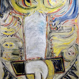 Lote de 3 pinturas acrílicas grandes de Werner Jampen, Cobra Basquiat, estilo grafiti imagen 2