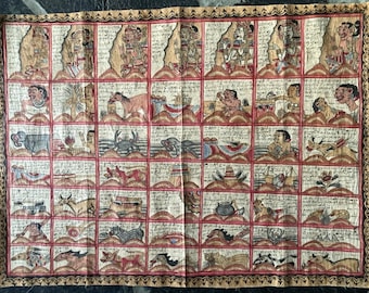 Vintage indonezyjski Kamasan Palintangan kalendarz astrologiczny balijski materiał
